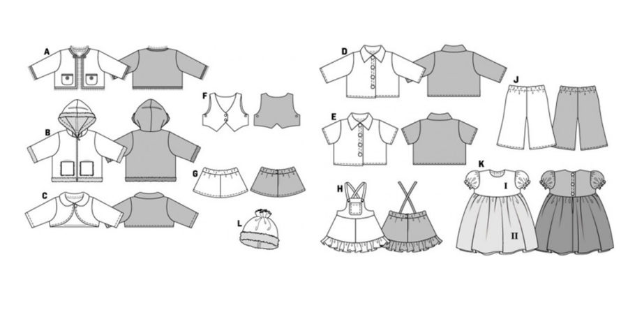 Puppen Kleidergrößen